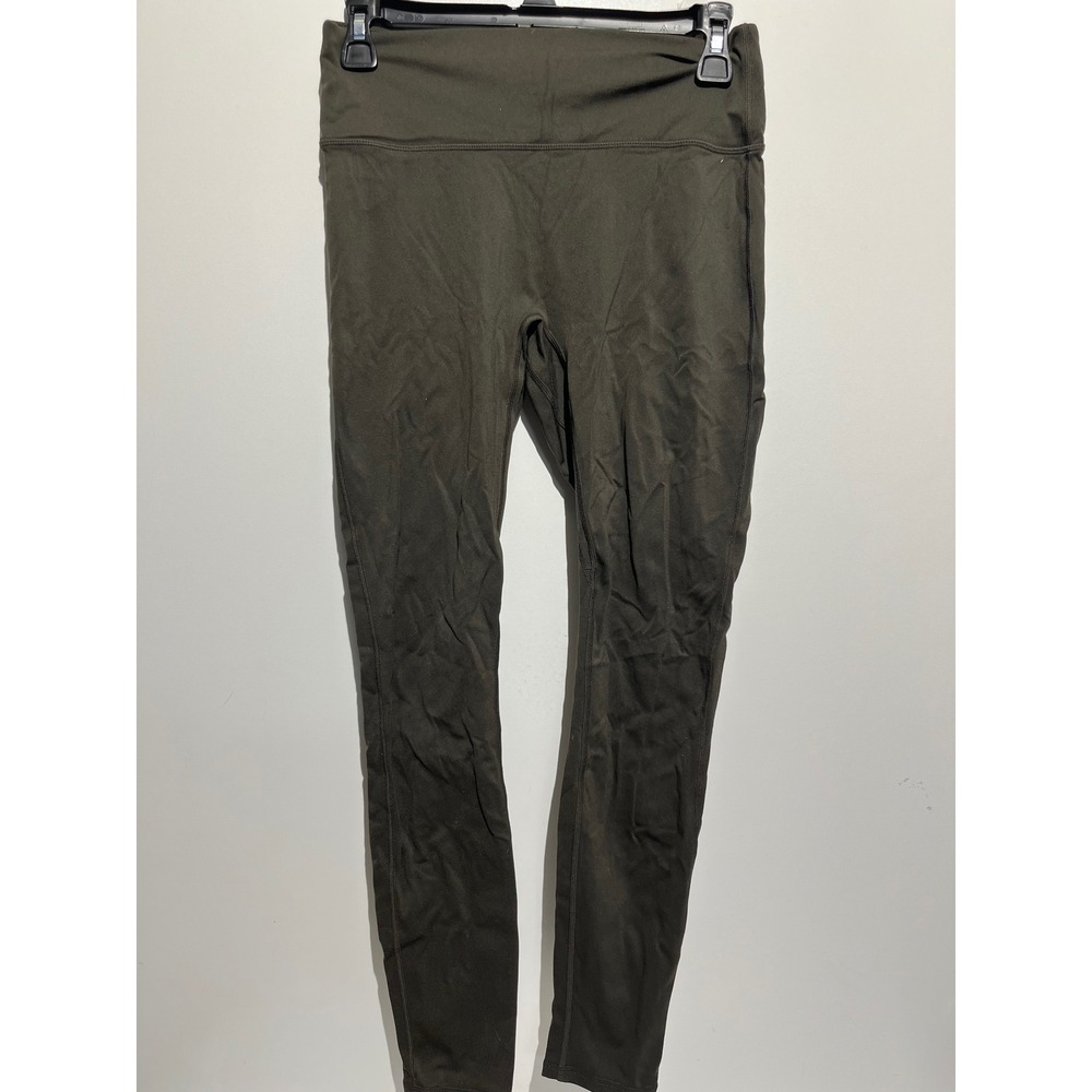 Fabletics High Waisted Leggings Olive Green Mesh Crisscross Back Activewear
